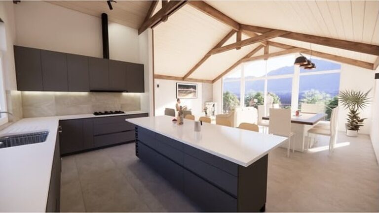 Casa en hermoso condominio Pucón. - Casa condominio pucon 06 cocina comedor living integrado