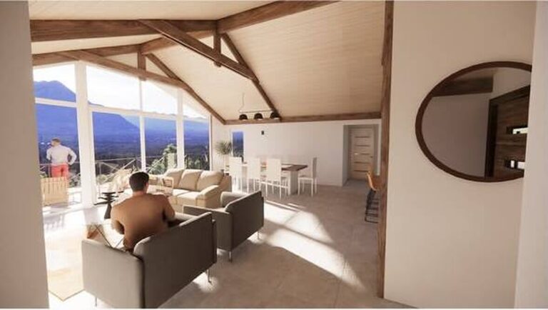 Casa en hermoso condominio Pucón. - Casa condominio pucon 09 living ventanales panoramicos